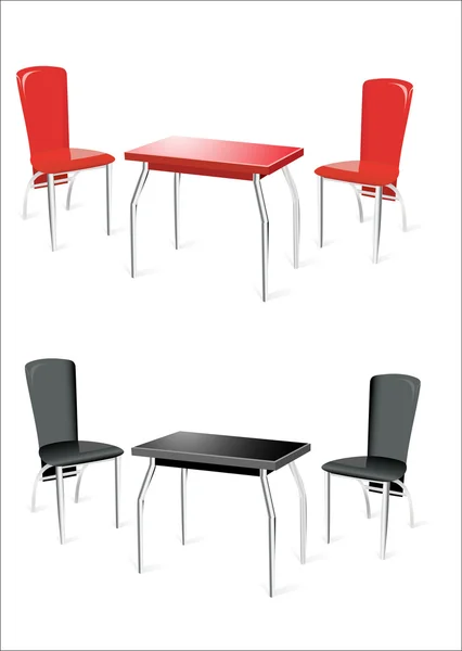 Nowoczesny stół z dwoma krzesłami na białym tle. — Wektor stockowy
