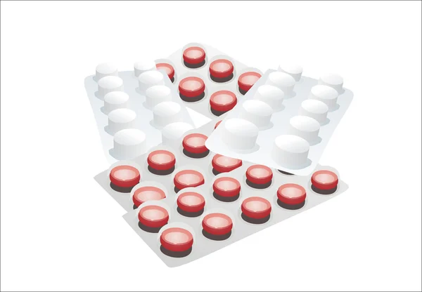 Pílulas coloridas closeup no fundo branco — Vetor de Stock