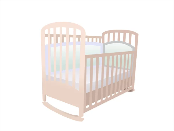 L'immagine del letto del bambino sotto lo sfondo bianco — Vettoriale Stock