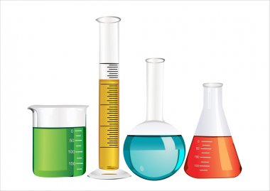 Laboratory glassware isolated over white background