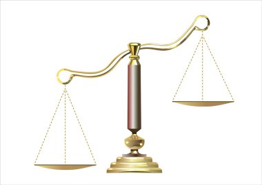 Classic scales of justice, isolated on white background clipart