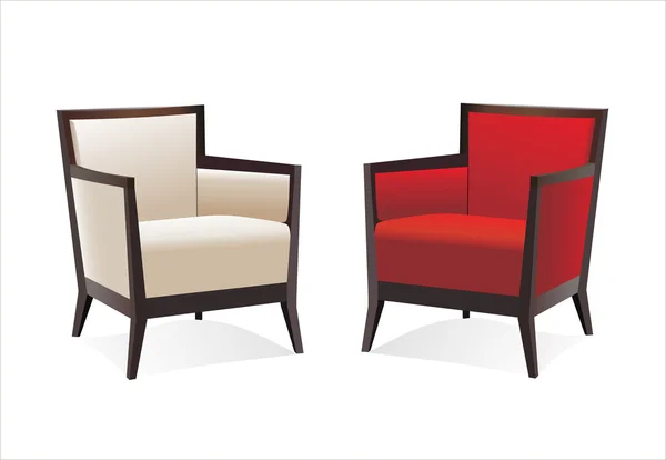 Due eleganti sedie contemporanee su bianco — Vettoriale Stock