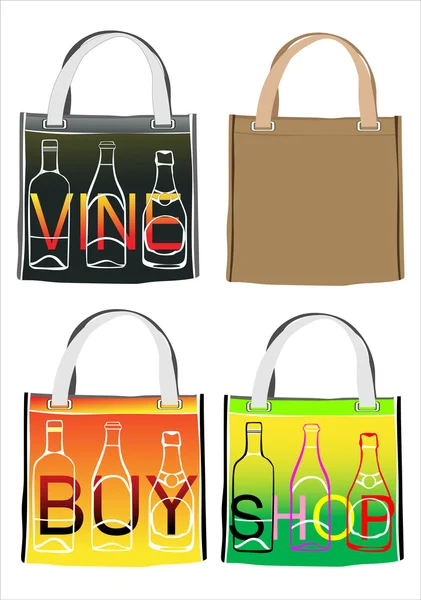 Conjunto de sacos de compras reutilizáveis —  Vetores de Stock