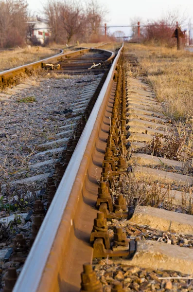 Jernbanen en korsvej - Stock-foto