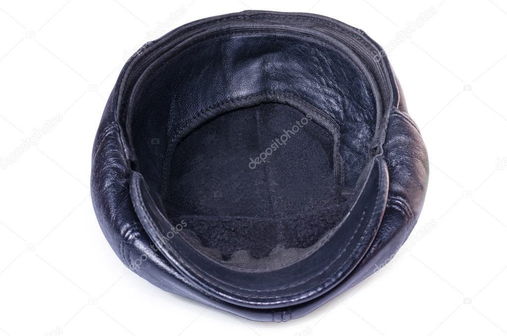 The turned leather cap close up