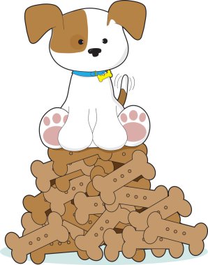 Cute Puppy and Bones clipart