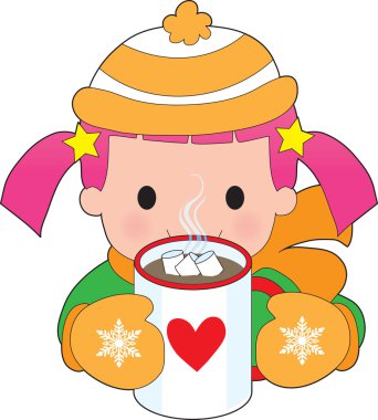 Child and Hot Chocolate clipart