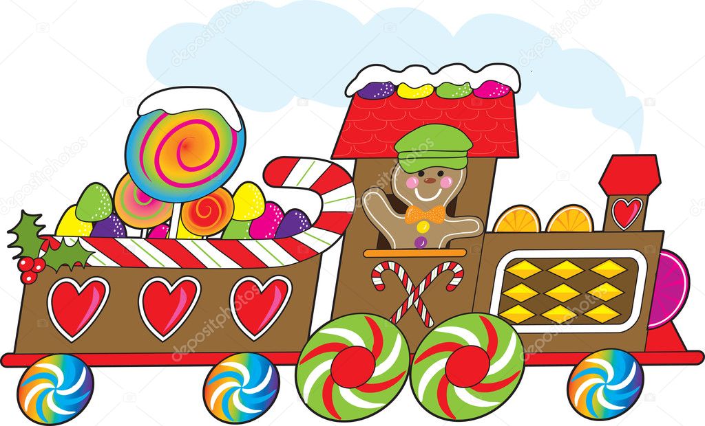 gingerbread train clipart