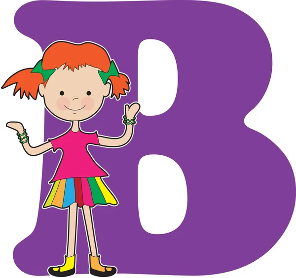 Alfabet meisje b — Stockvector