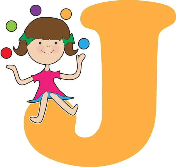 Alphabet Girl J — Stock Vector