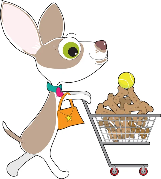Chihuahua Compras — Vetor de Stock