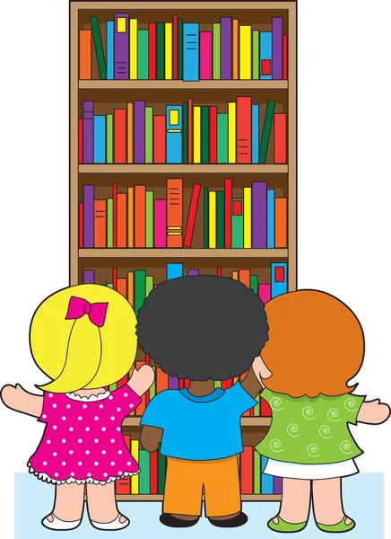 Bookcase Kids — Stock Vector
