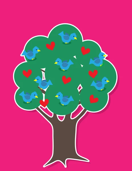 Πουλιά στο δέντρο — Διανυσματικό Αρχείο
