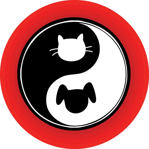 Yin Yang gatto cane — Vettoriale Stock
