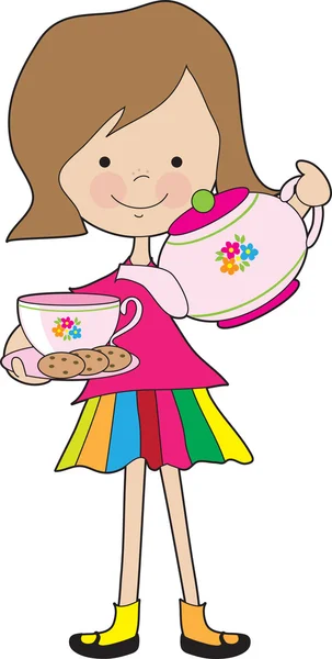 Μικρό κορίτσι τσάι — Διανυσματικό Αρχείο