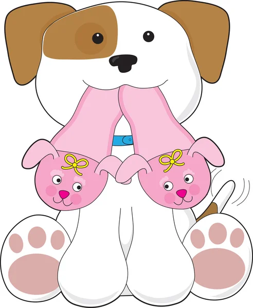 Cute Puppy Slippers — Stock Vector