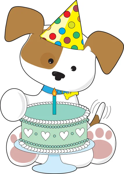 子犬の誕生日ケーキ ロイヤリティフリーのストックイラスト