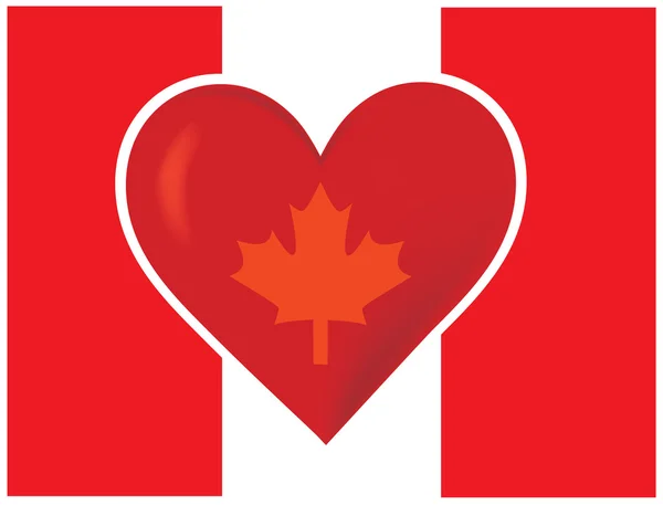 Herz-Kanadische Flagge — Stockvektor