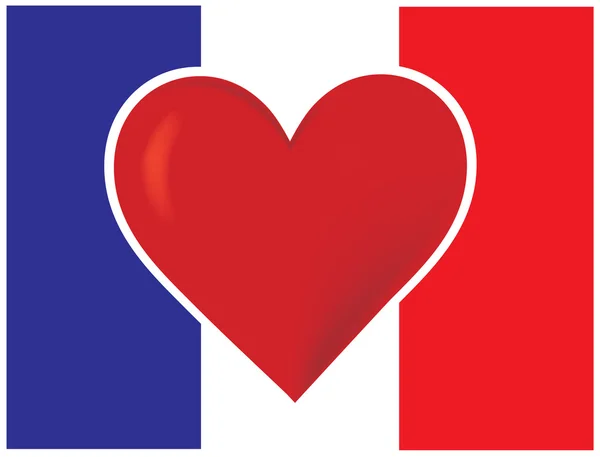 Bandera de Francia Corazón — Archivo Imágenes Vectoriales
