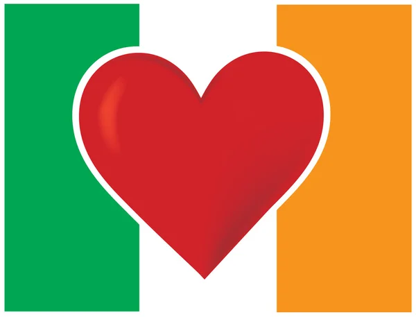 Kalp İrlanda bayrağı — Stok Vektör