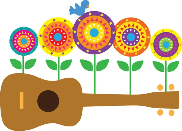 Гавайська гітара квіти — стоковий вектор
