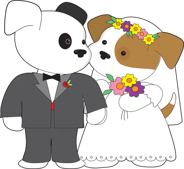 Cute Puppy Marriage — Stock Vector