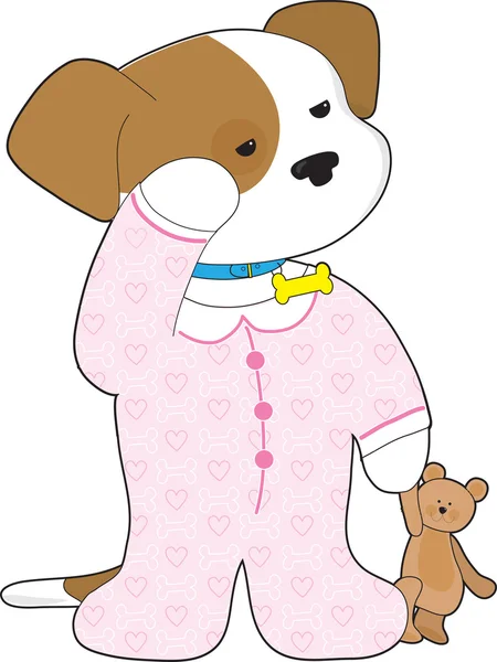Lindo cachorro pijama — Vector de stock