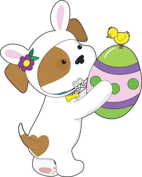 可爱的小狗复活节彩蛋 — 图库矢量图片