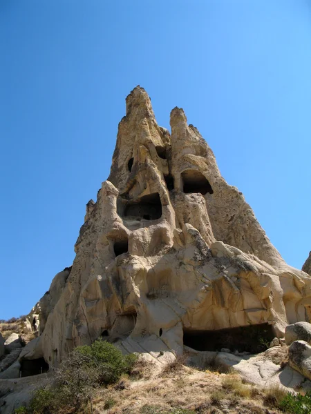Antigua ciudad cueva en Goreme, Capadocia, Turquía — Foto de Stock
