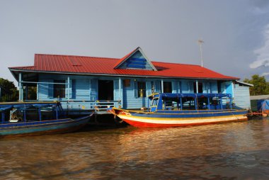 Floating House on the Tonle Sap lake, near Angkor and Siem reap, Cambodia