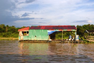 Floating House on the Tonle Sap lake, near Angkor and Siem reap, Cambodia