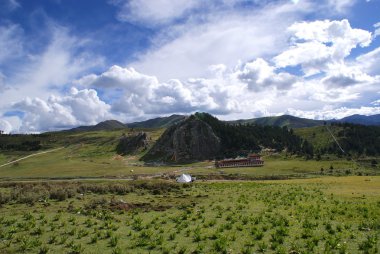 Buddist Manastırı litang, tibet, Çin