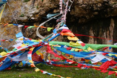 Prayer flags in Litang, Sichuan, Tibet, China clipart