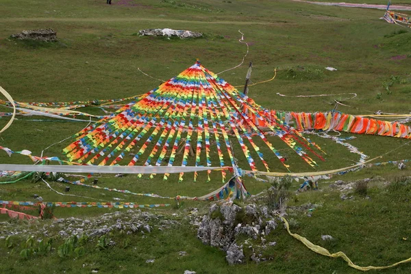 stock image Prayer flags in Litang, Sichuan, Tibet, China