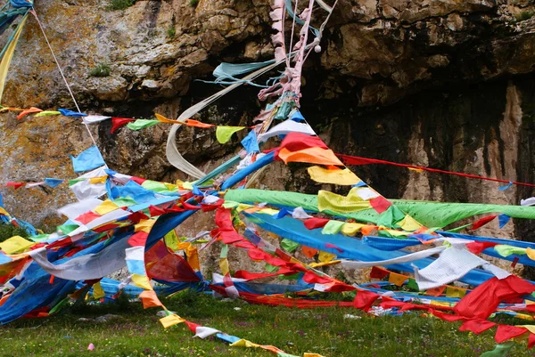 dua bayrakları litang, sichuan, Tibet, Çin