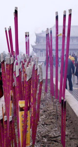 stock image Incense and candles at a Buddhist temple, Tibet, China