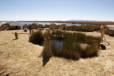 Uros - titcaca gölün Peru yüzen ada