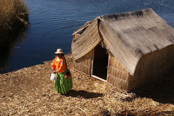 stock image Uros - Floating island on titcaca lake in Peru