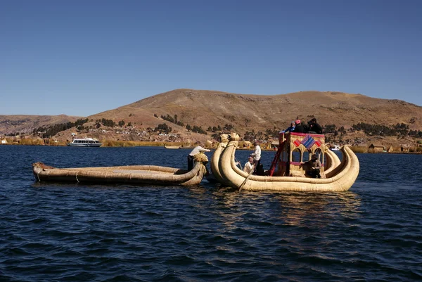 stock image Uros - Floating island on titcaca lake in Peru