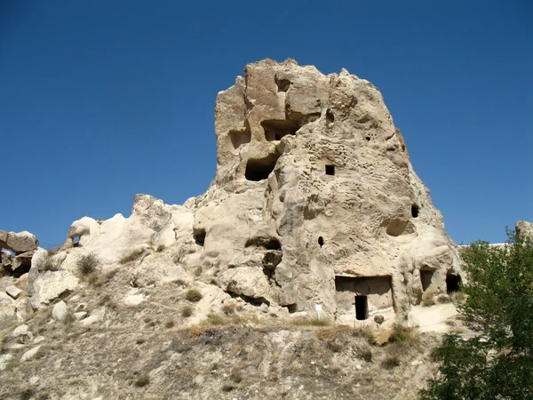Uchisar cave město v Kappadokii, Turecko — Stock fotografie