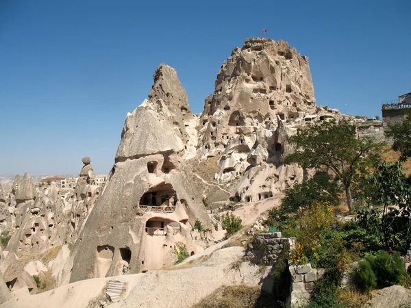 Uçhisar cave city Kapadokya, Türkiye — Stok fotoğraf