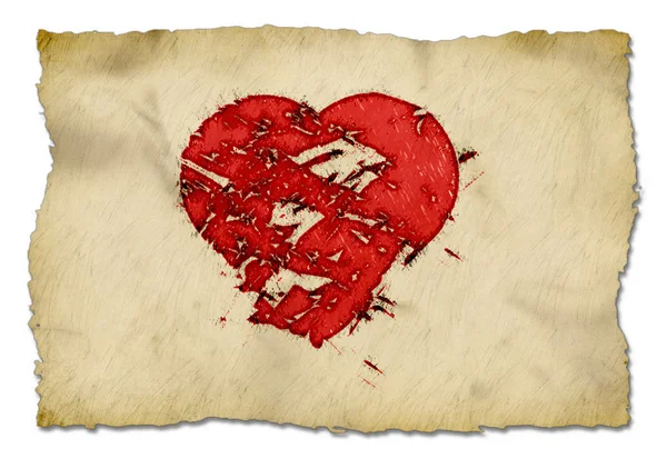 紙の上、ベクトルグランジの心臓 — ストック写真