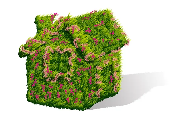 Çiçekli yeşil ev — Stok fotoğraf