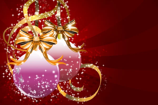 Christmas balls and golden ribbons — Stock Photo, Image