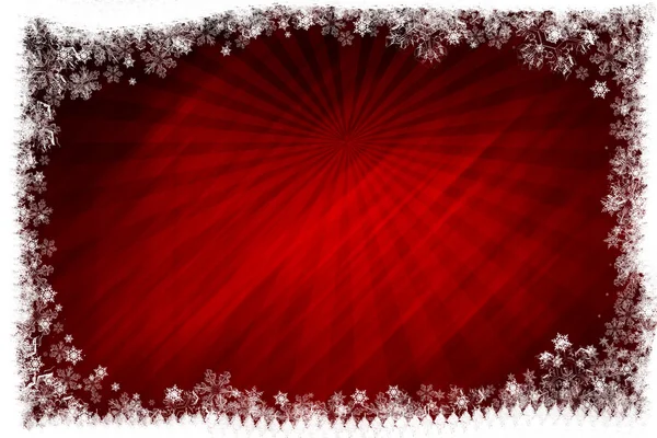 Czerwone tło z płatki śniegu — Zdjęcie stockowe