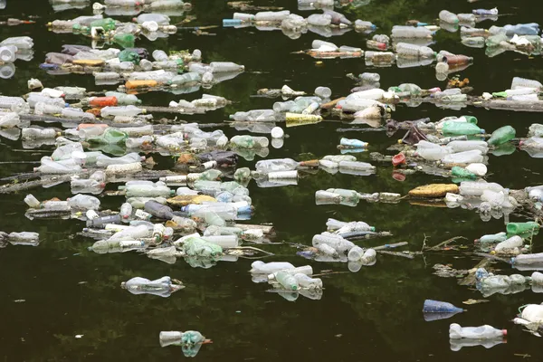 Забруднена річка — стокове фото