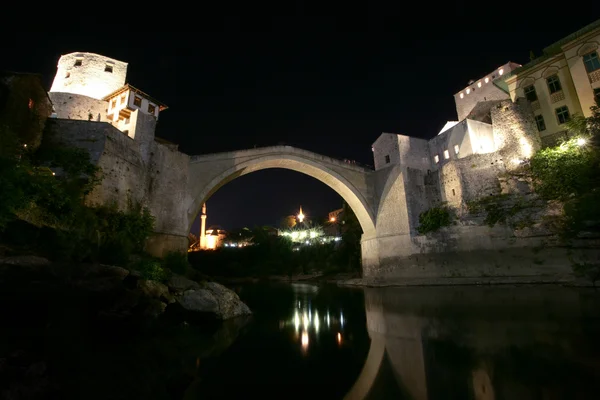 Ponte di Mostar di notte — Foto Stock