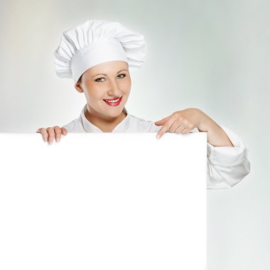 Young female chef with copy space banner clipart