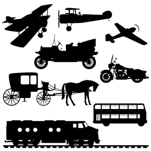 Silhouettes of vehicles Royalty Free Stock Vectors