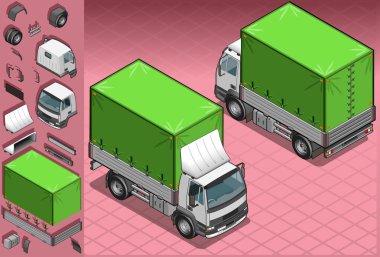 Isometric pick up truck in two position clipart